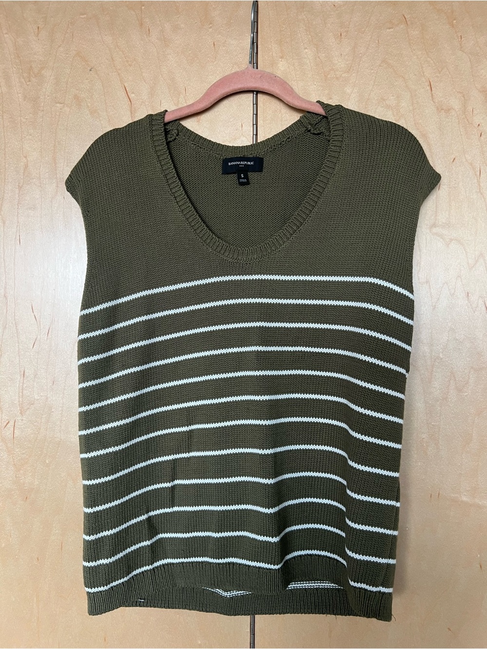 Banana Republic Olive and White Striped Knit Tank